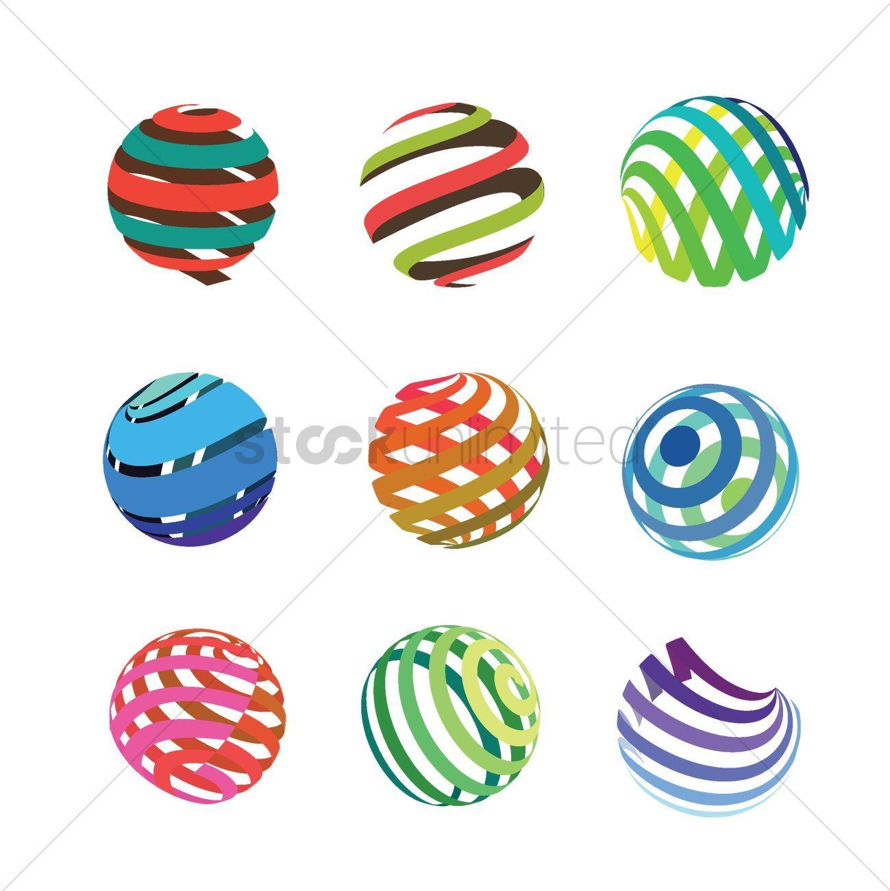Spherical Logo - Spherical logo element design pack Vector Image