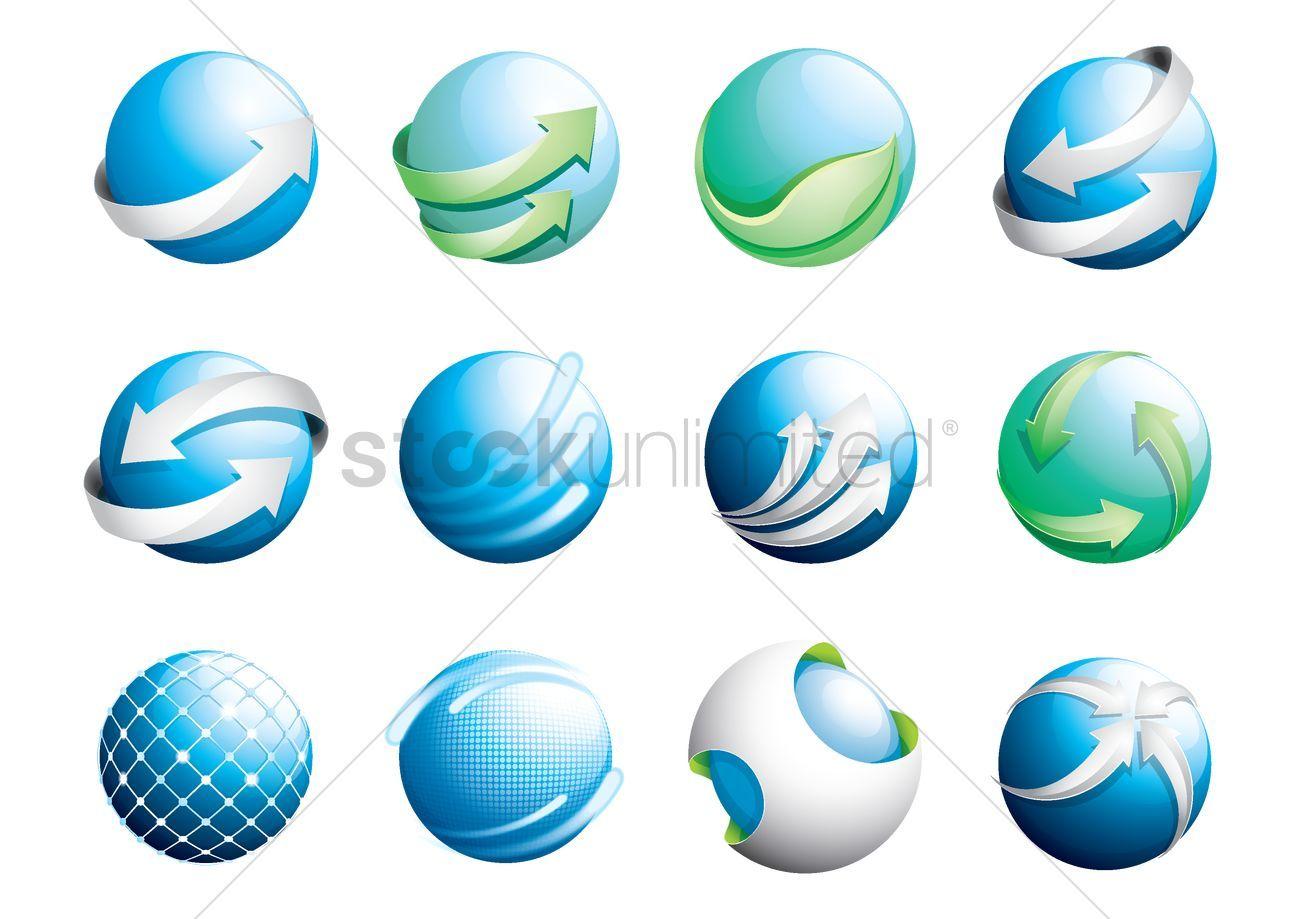 Spherical Logo - Spherical logo element design collection Vector Image