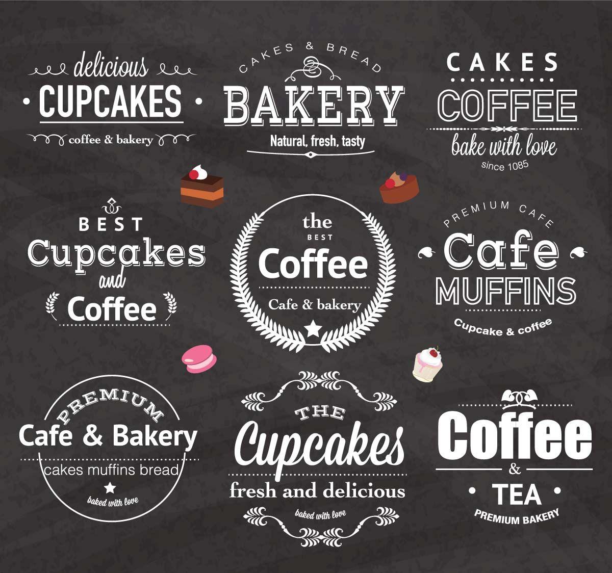 Cute Cafe Logo - Vintage bakery cafe logo design set vector