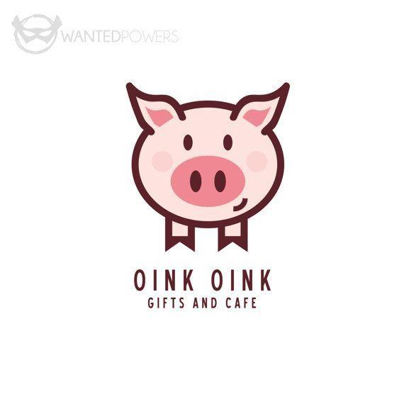 Cute Cafe Logo - Cute illustrated pig standing waiting for your love, perfect