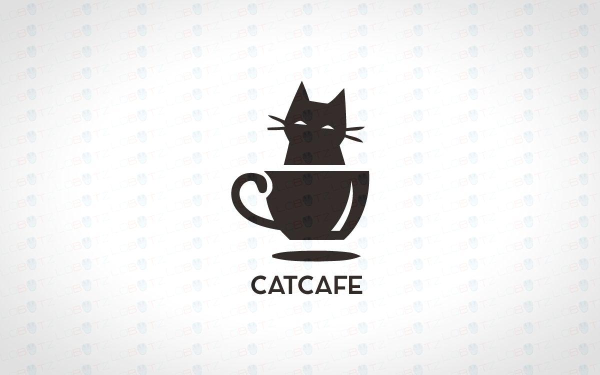 Cute Cafe Logo - Cute & Creative Cat Cafe Logo For Sale Premade logos - Lobotz