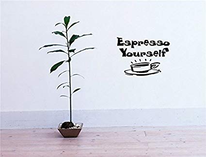 Cute Cafe Logo - Vinyl Decal Mural Sticker Espresso Yourself Cup Coffee