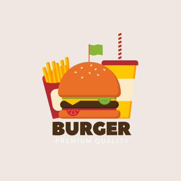 Hamburger Restaurant Logo - Burger logo with a green flag Vector