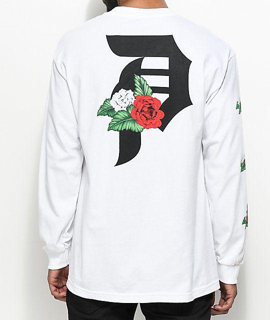 Primitive Rose Logo - Primitive Dirty P Dos Flores Long Sleeve White T-Shirt | Zumiez