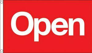 Red Open Bar Logo - RED OPEN FLAG 5' x 3' Shop Bar Sale Welcome Market Stall Car Boot