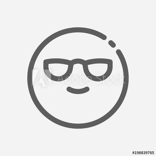 Cool Emoji Logo - Cool emoji icon line symbol. Isolated vector illustration of ...