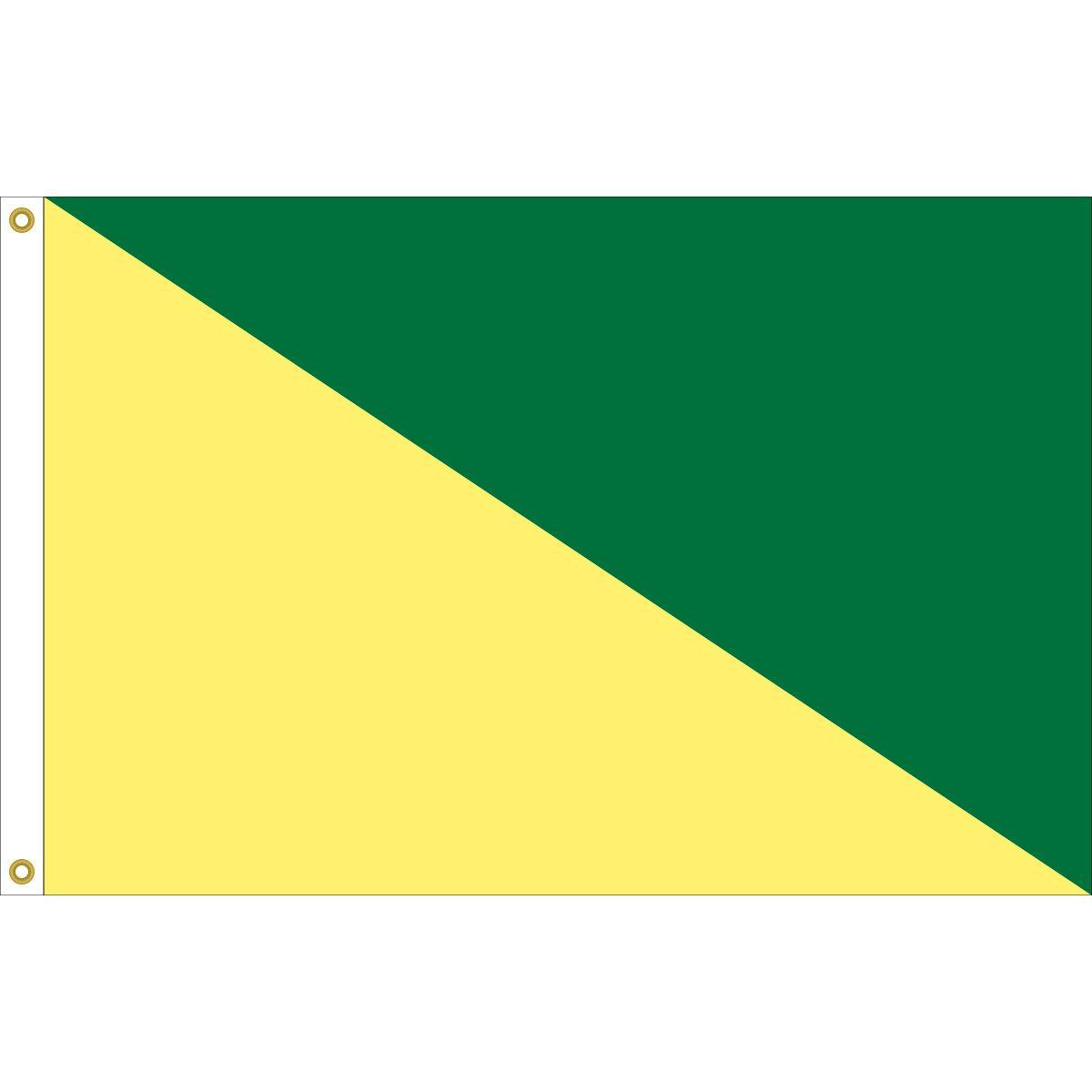 Green with Yellow Triangle Logo - 2-Stripe Diagonal Flags - Eder Flag