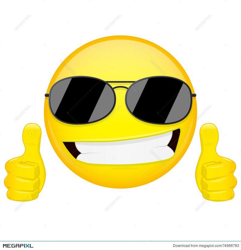 Cool Emoji Logo - Good Idea Emoji. Thumbs Up Emotion. Cool Guy With Sunglasses ...