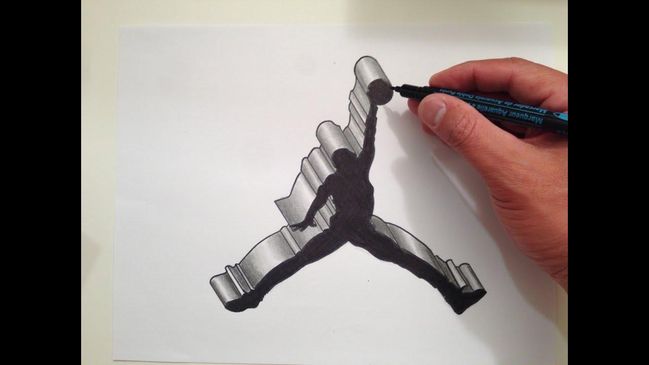 3D Jordan Logo - How to Draw the Air Jordan Logo in 3D - YouTube