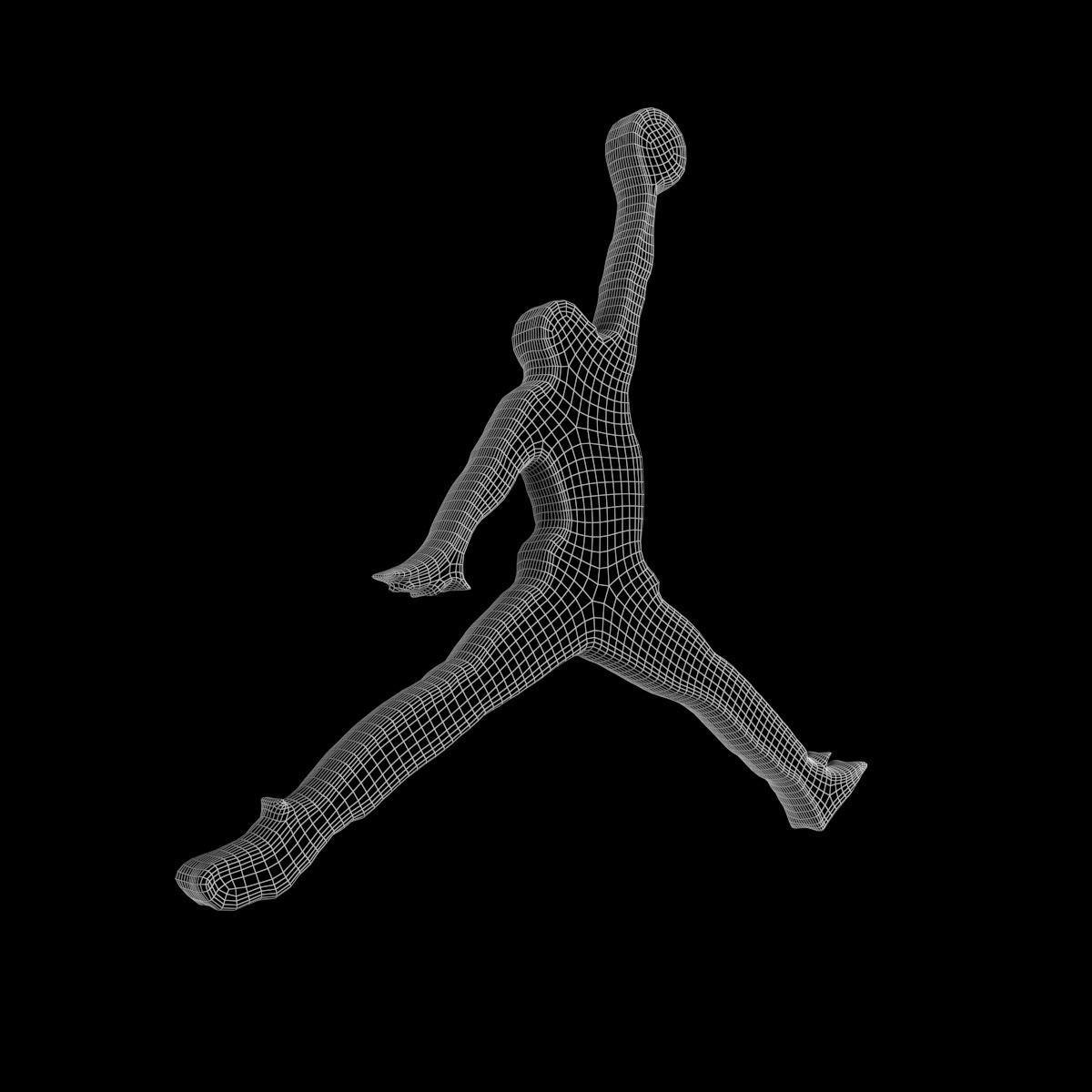 3D Jordan Logo - realtime Jordan Logo White 3D model Vray Ready Game Ready