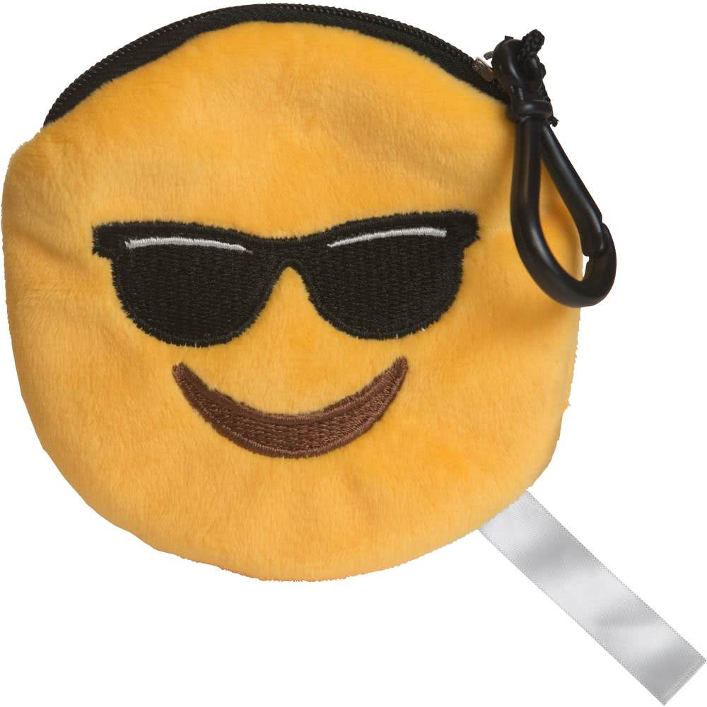 Cool Emoji Logo - Promotional Mr. Cool Emoji Plush Pouches with Custom Logo for $1.88 Ea