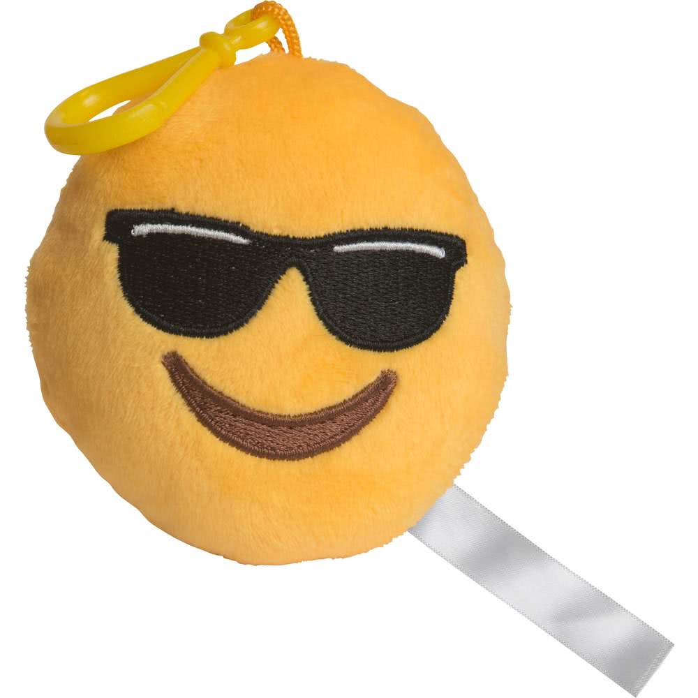 Cool Emoji Logo - Promotional Mr. Cool Emoji Plush Keychains with Custom Logo