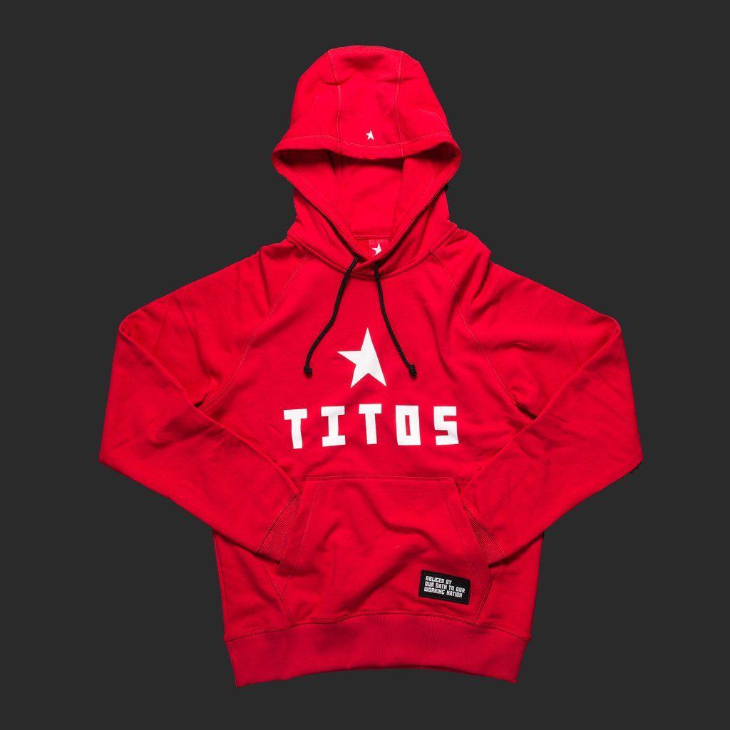 Red White S Logo - 8th TITOS hoodie red/white with star + letters logo – Titos