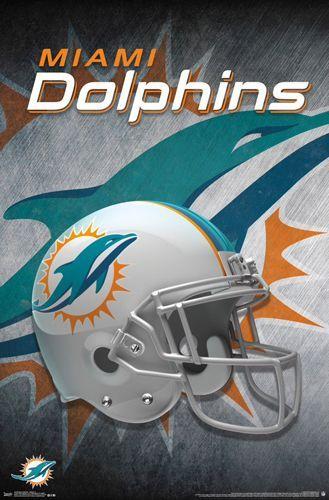 Dolphins Helmet Logo - Miami Dolphins Official NFL Football Team Helmet Logo Poster