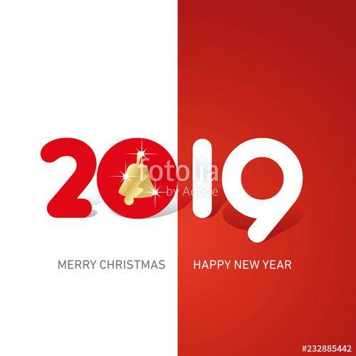 Cristmas Red White and Looking Brand Logo - Merry Christmas Happy New Year 2019 Christmas jingle bell cute ...