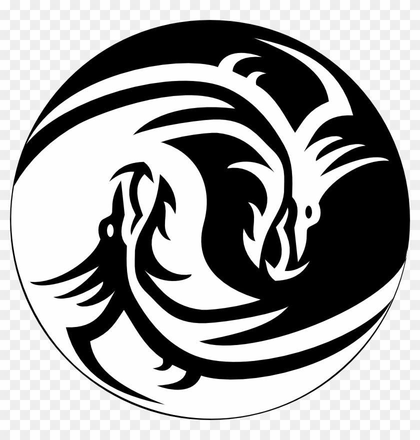 Yin Yang Black and White Box Logo - Dragon Clipart Dragon Yin Yang Large Clip Art Vector - Black & White ...