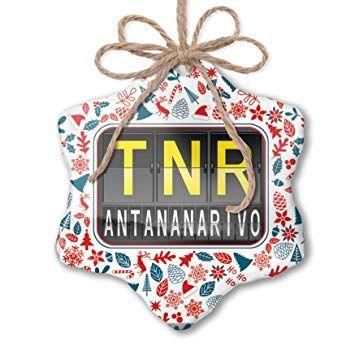 Cristmas Red White and Looking Brand Logo - NEONBLOND Christmas Ornament TNR Airport Code
