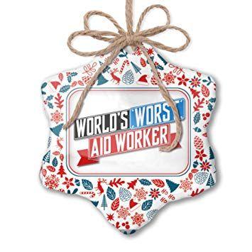 Cristmas Red White and Looking Brand Logo - Amazon.com: NEONBLOND Christmas Ornament Funny Worlds Worst Aid ...
