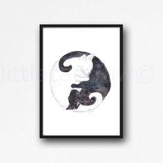 Yin Yang Black and White Box Logo - Best yin & yang cats image. Illustrations, Cats, Drawings