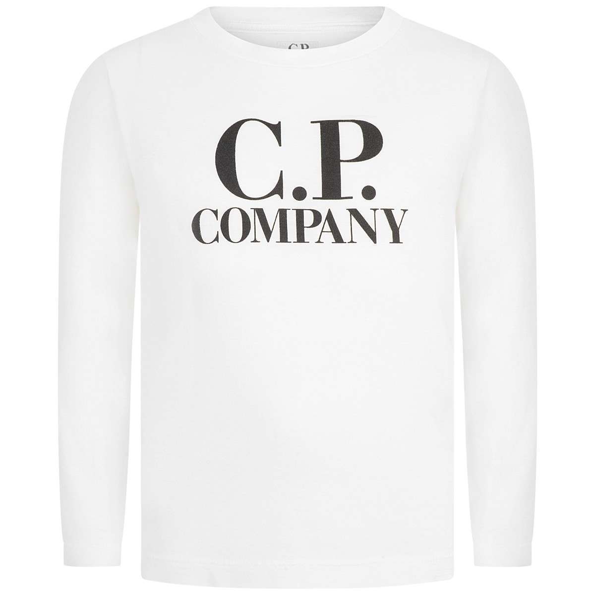 White Company Logo - C.P Company Boys White Logo Print Jersey Top