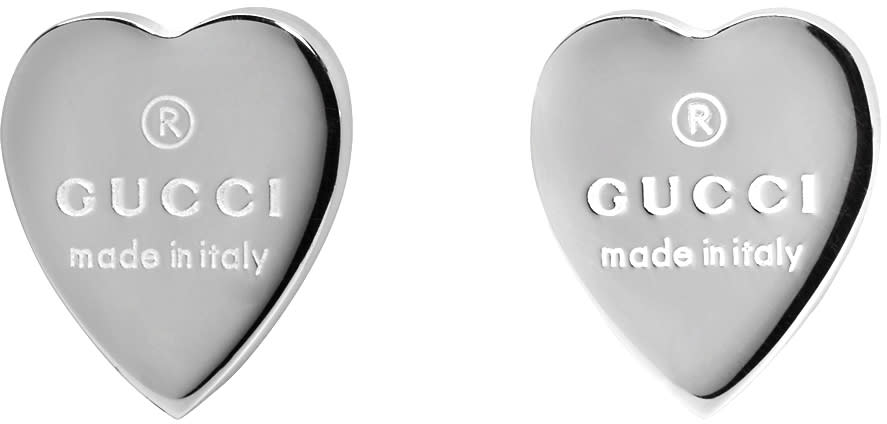 Cool Silver Logo - Gucci Silver Logo Heart Earrings - Cool Designer Clothing.com