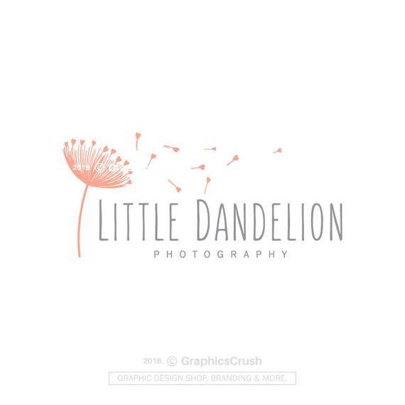 Cute Photography Logo - Dandelion Logo Baby Photography Logo Cute Baby Logo Pink Dandelion Logo