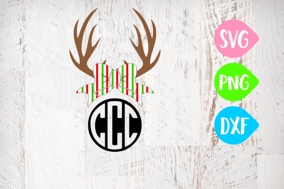 Cristmas Red White and Looking Brand Logo - Antler Svg, Christmas Svg, Christmas Antlers, Christmas Bow, Red