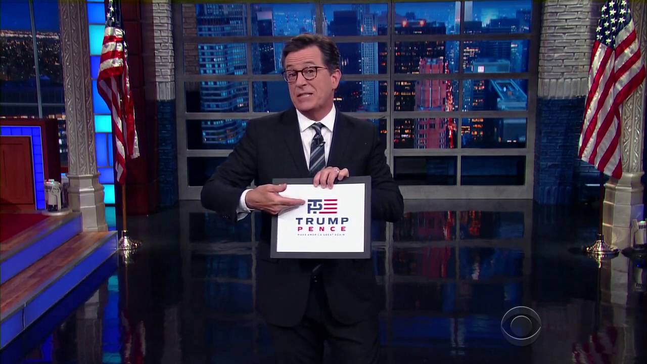 Stephen Colbert Report Logo - Stephen Colbert - Trump and Pence logo - YouTube