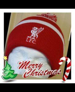 Cristmas Red White and Looking Brand Logo - Liverpool Official Brand 47 Bobble Hat - Red and White Stripe ...