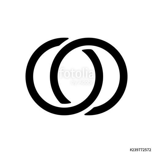 Linked Circles Logo - Wedding rings, pair linked circles, simple icon. Black icon on white ...