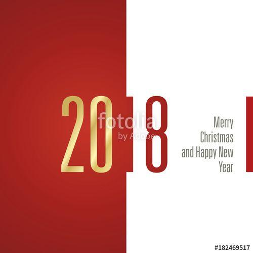 Cristmas Red White and Looking Brand Logo - Merry Christmas Happy New Year 2018 gold red white banner logo