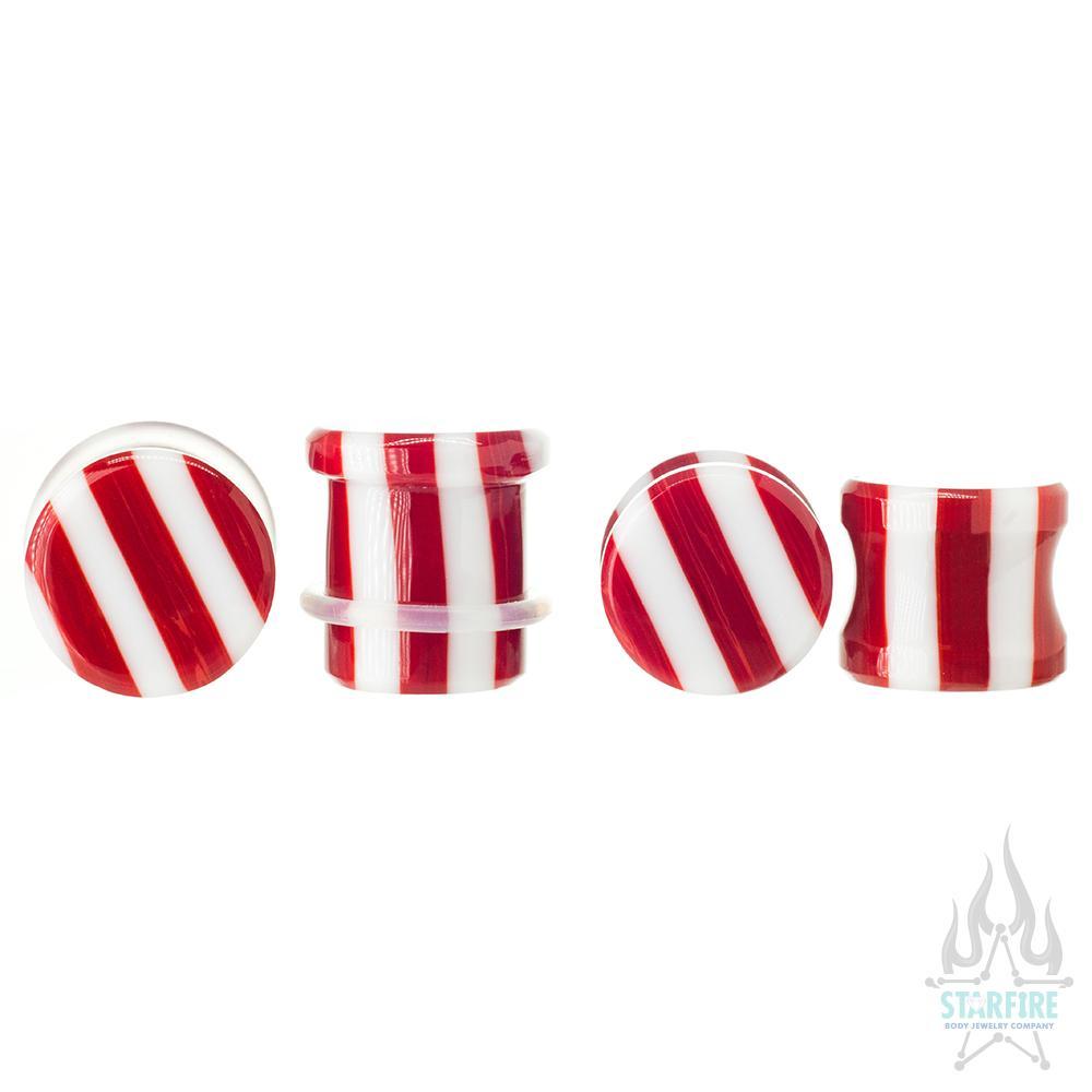 Cristmas Red White and Looking Brand Logo - Gorilla Glass Glass Linear Plugs Red & White. Starfire