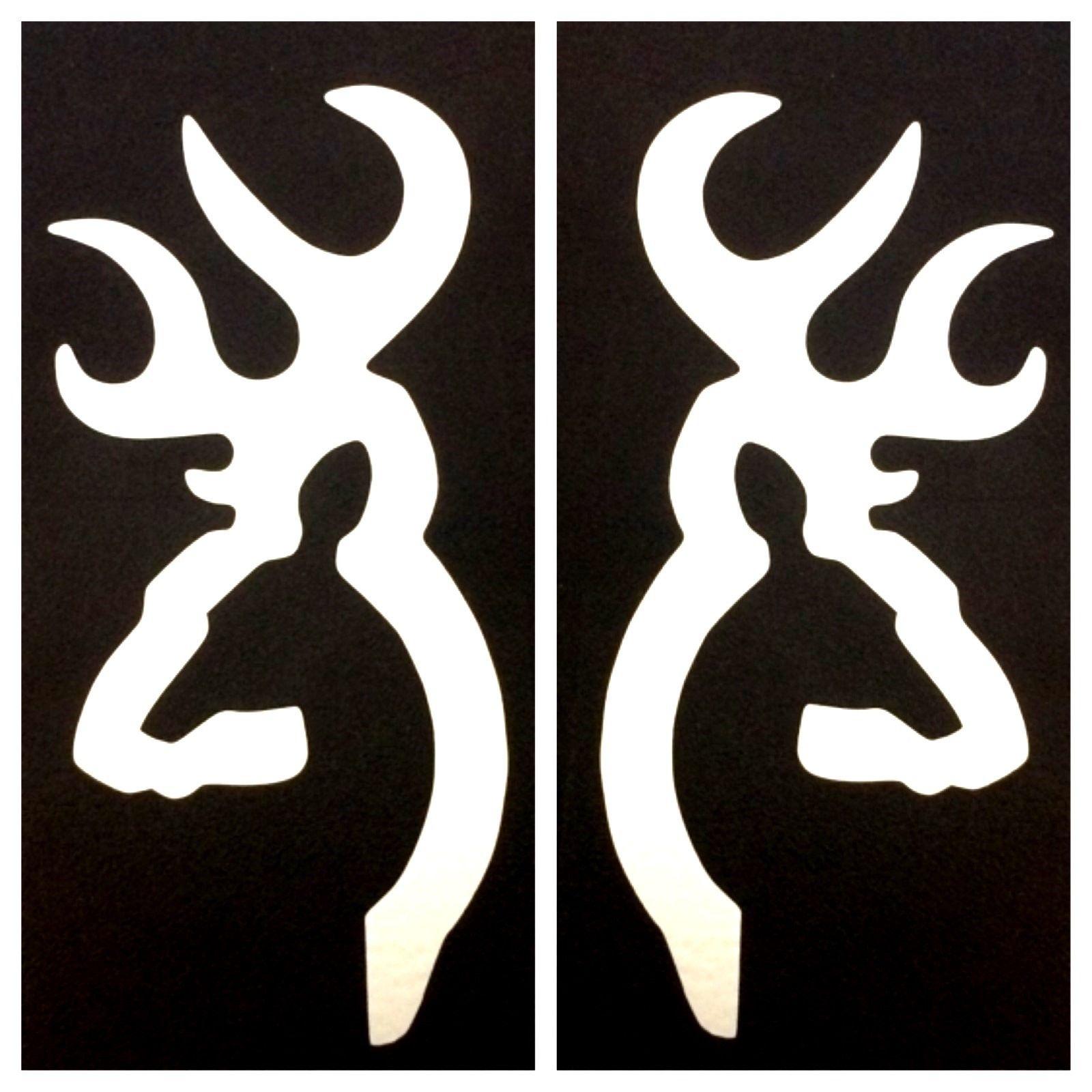 White Browning Logo - 2 White Browning Deer Buck Doe Decal Sticker Logo Emblem Bow Rifle ...