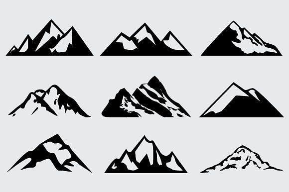 White and Black M Mountain Logo - Mountain Shapes For Logos Vol 5 ~ Shapes for Graphic Design ...