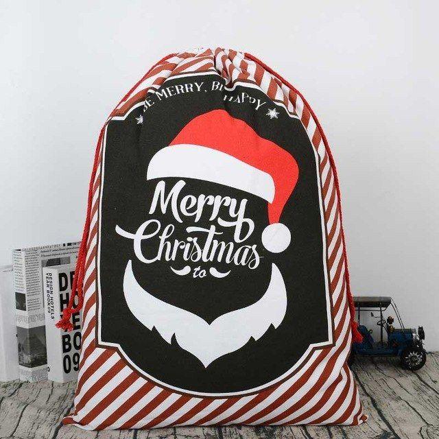 Cristmas Red White and Looking Brand Logo - Red White Striped Large Christmas Sacks Merry Christmas Canvas Santa