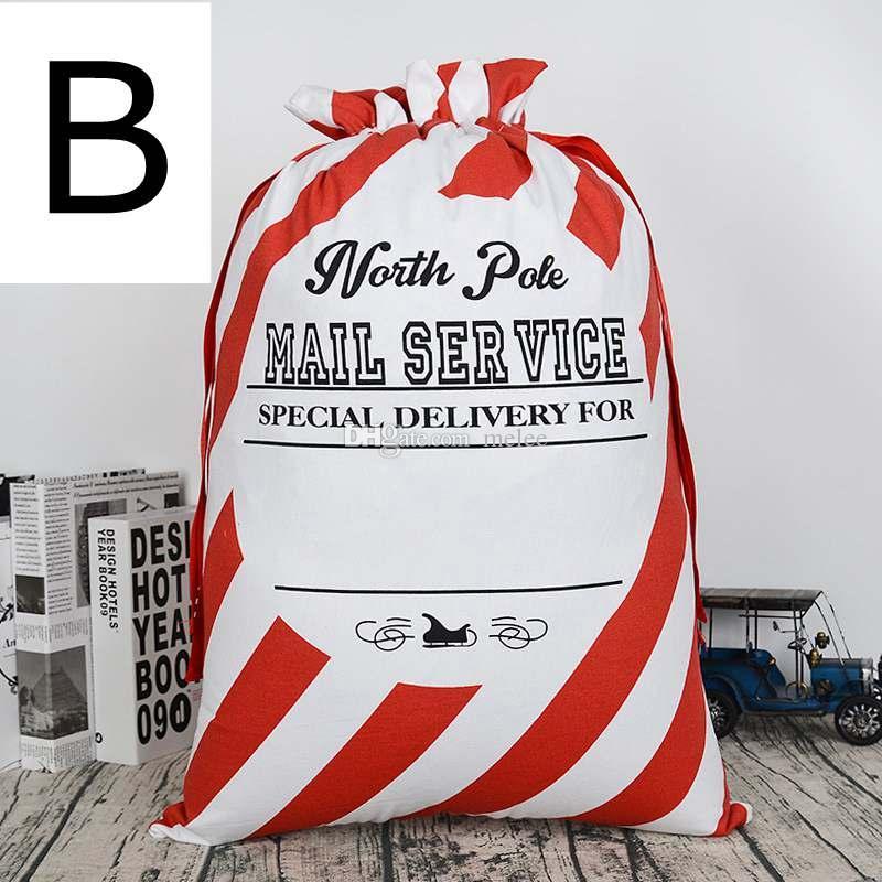 Cristmas Red White and Looking Brand Logo - Xmas Red White Striped Envelop Canvas Santa Sack Christmas