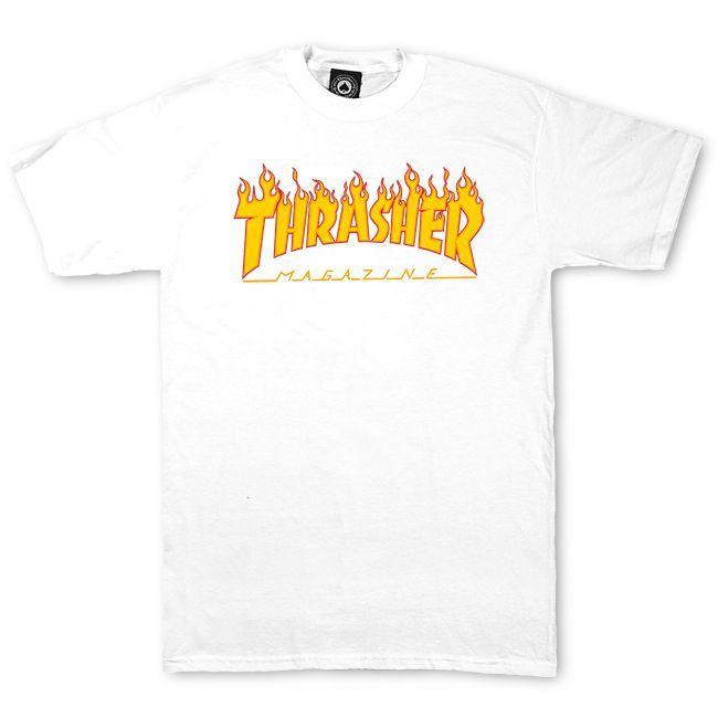 White Flame Logo - Thrasher Magazine Shop - Thrasher Magazine Flame Logo T-Shirt