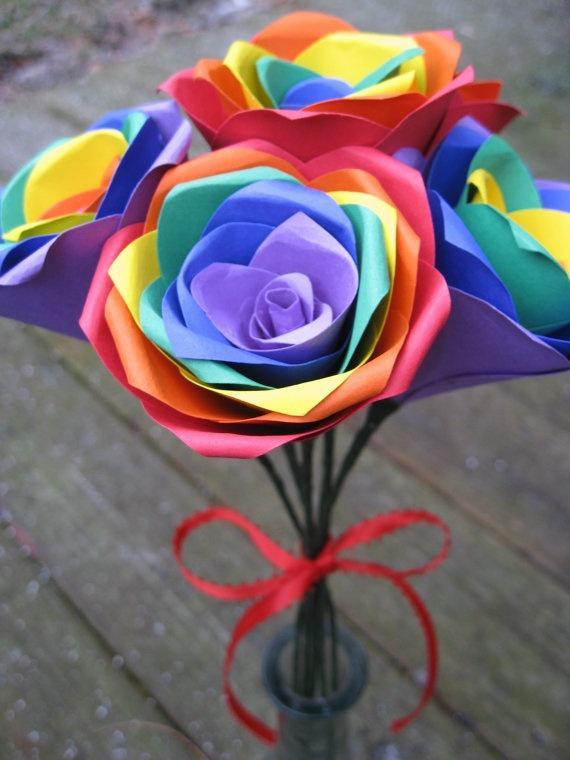 Red Yellow-Green Flower Logo - Rainbow Roses, Half A Dozen. Red, Orange, Yellow, Green, Blue ...