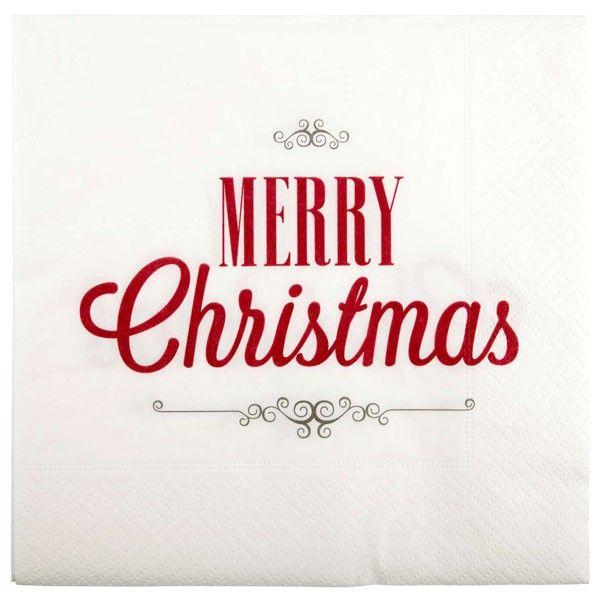 Cristmas Red White and Looking Brand Logo - Red & White Merry Christmas 3-Ply Napkins - Pipii