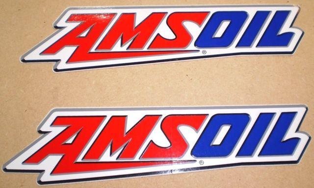 Red White and S Automotive Logo - 2 NEW AMSOIL OIL STICKERS DECAL LOGO RED WHITE BLUE RACING CAR RARE ...