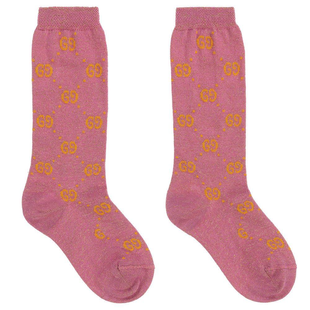 Gucci Pink Glitter Logo - Gucci - Pink Glitter GG Socks | Childrensalon
