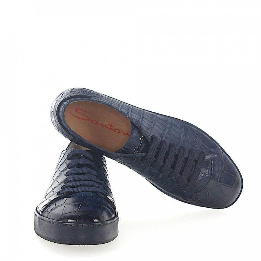 Crocodile Shopping Logo - Santoni Low-Top Sneakers 20756 crocodile leather Finished Logo blue ...