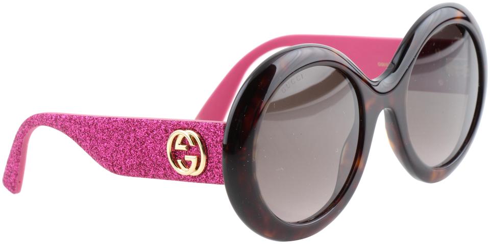 Gucci Pink Glitter Logo - Gucci Pink Acetate Round Glitter Gg0101s Sunglasses - Tradesy