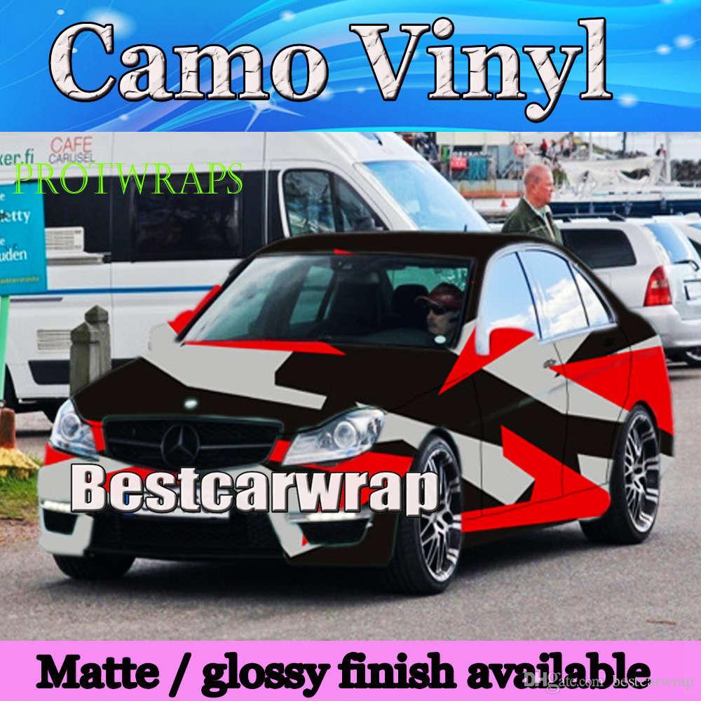 Red White and S Automotive Logo - 2019 Large Spots Red White Black Camo Vinyl Car Wrap COVERing With ...