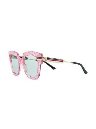 Gucci Pink Glitter Logo - Gucci Eyewear Glitter Logo Embellished Sunglasses - Farfetch