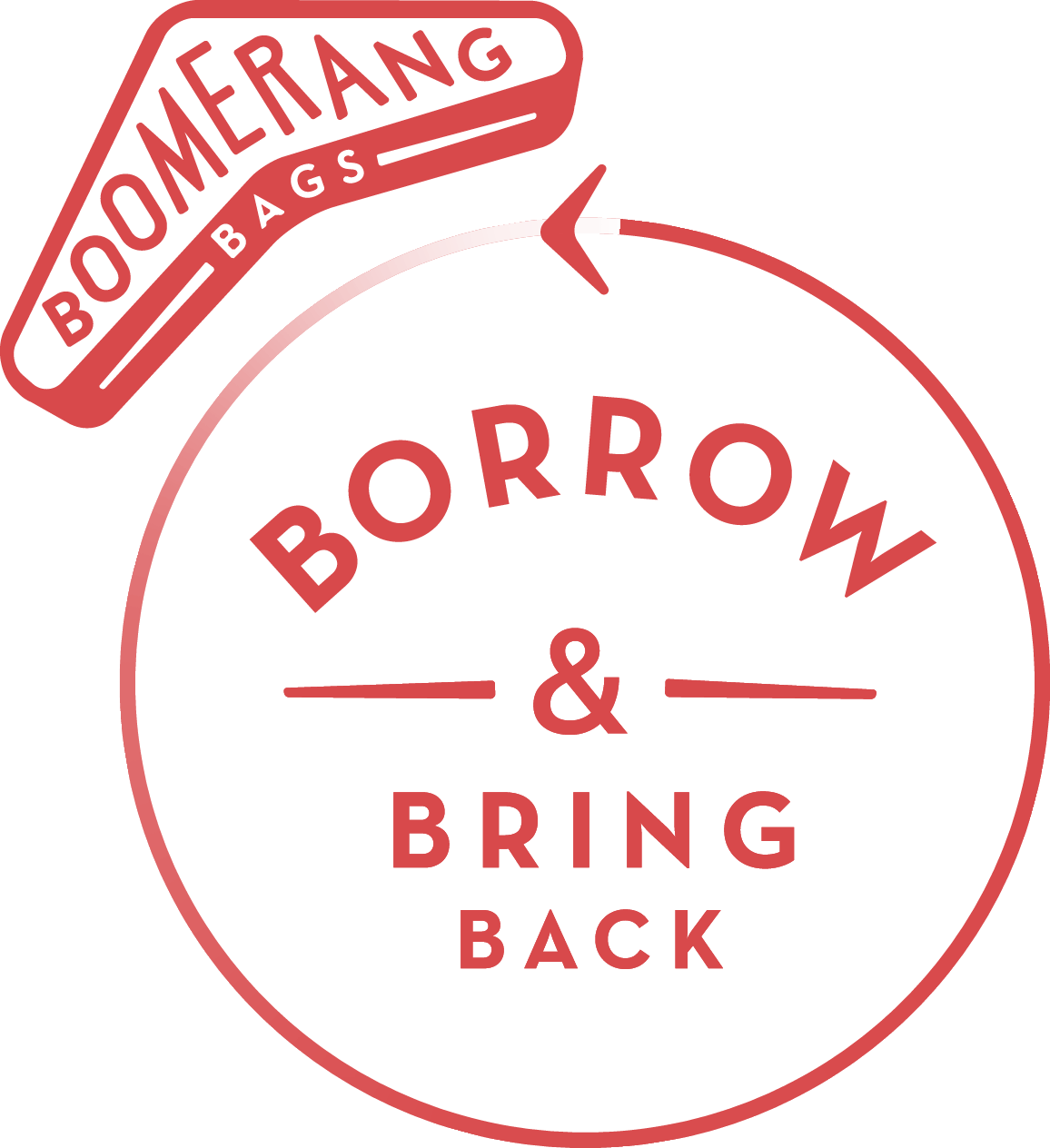 Red Boomerang with Logo - Boomerang Bags. Kyneton Transition Hub