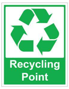 Green X Logo - 2 x RECYCLING POINT GREEN SELF ADHESIVE STICKERS SAFETY SIGNS ...