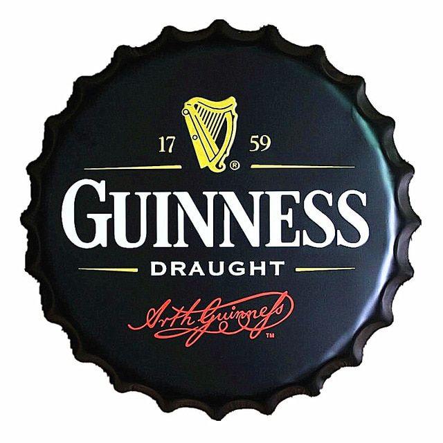 Guinness Draught Logo - Guinness Draught 40CM Wand Decoratie Vintage Metal Bottle Cap Tin ...