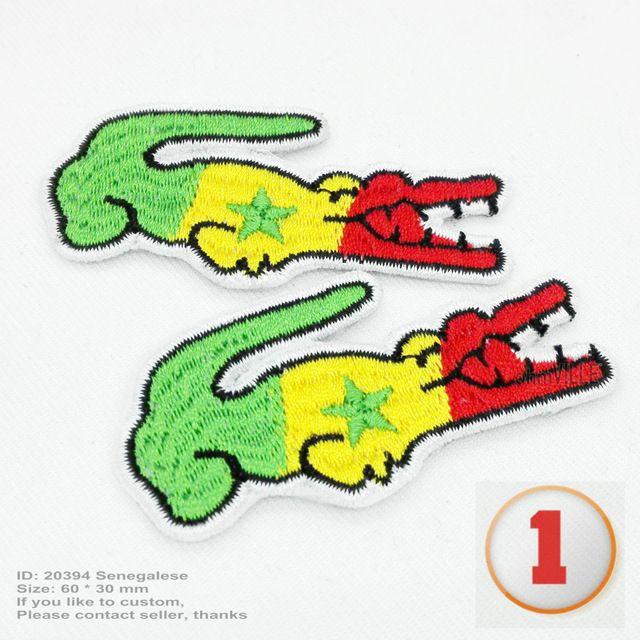 Crocodile Shopping Logo - Senegalese National Flag Crocodile Patch Handmade Iron on Patches ...