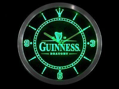 Guinness Draught Logo - GUINNESS DRAUGHT VINTAGE Logo Beer Bar Neon Sign LED Wall Clock ...